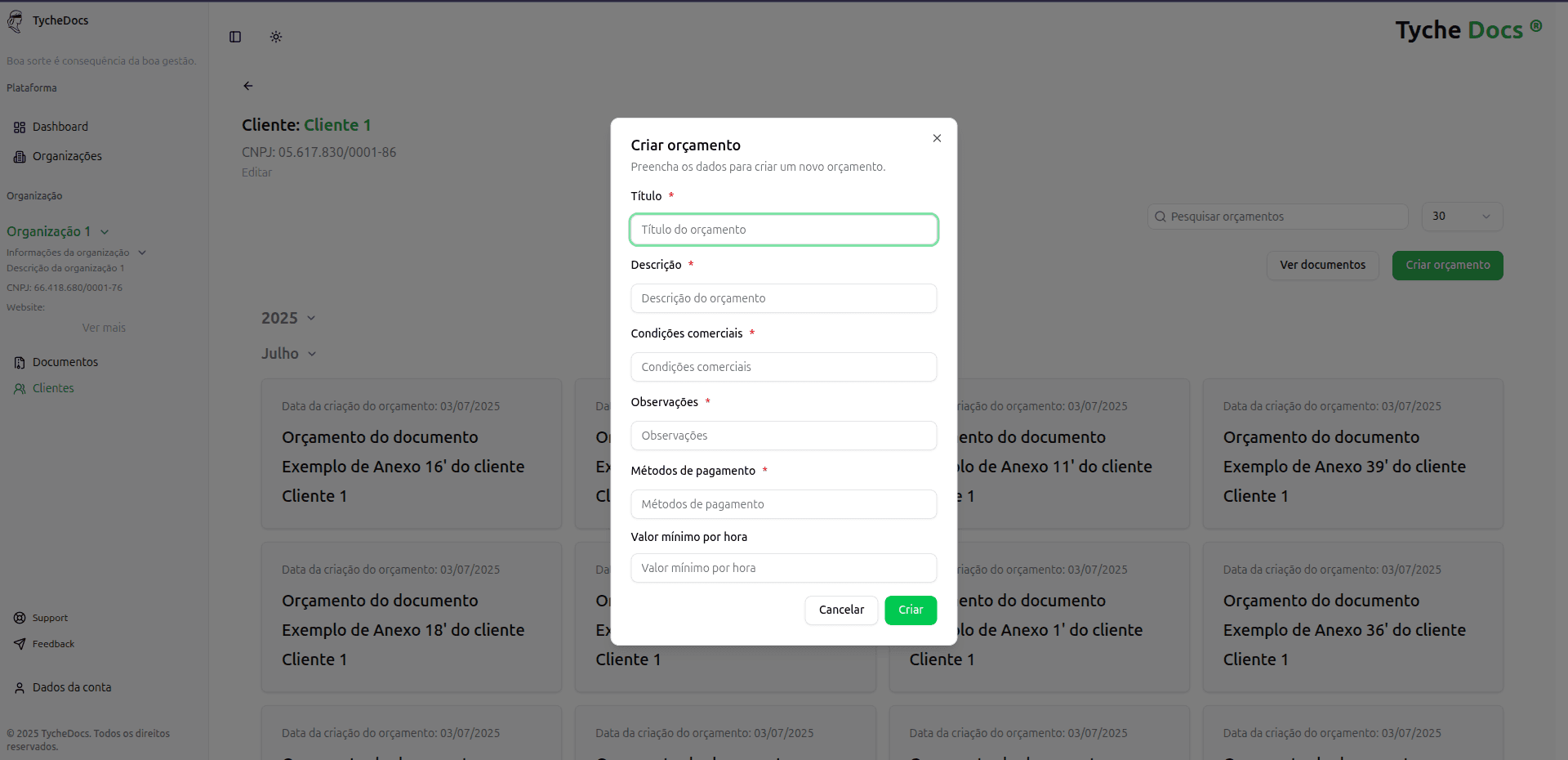 Gere orçamentos para seus clientes.