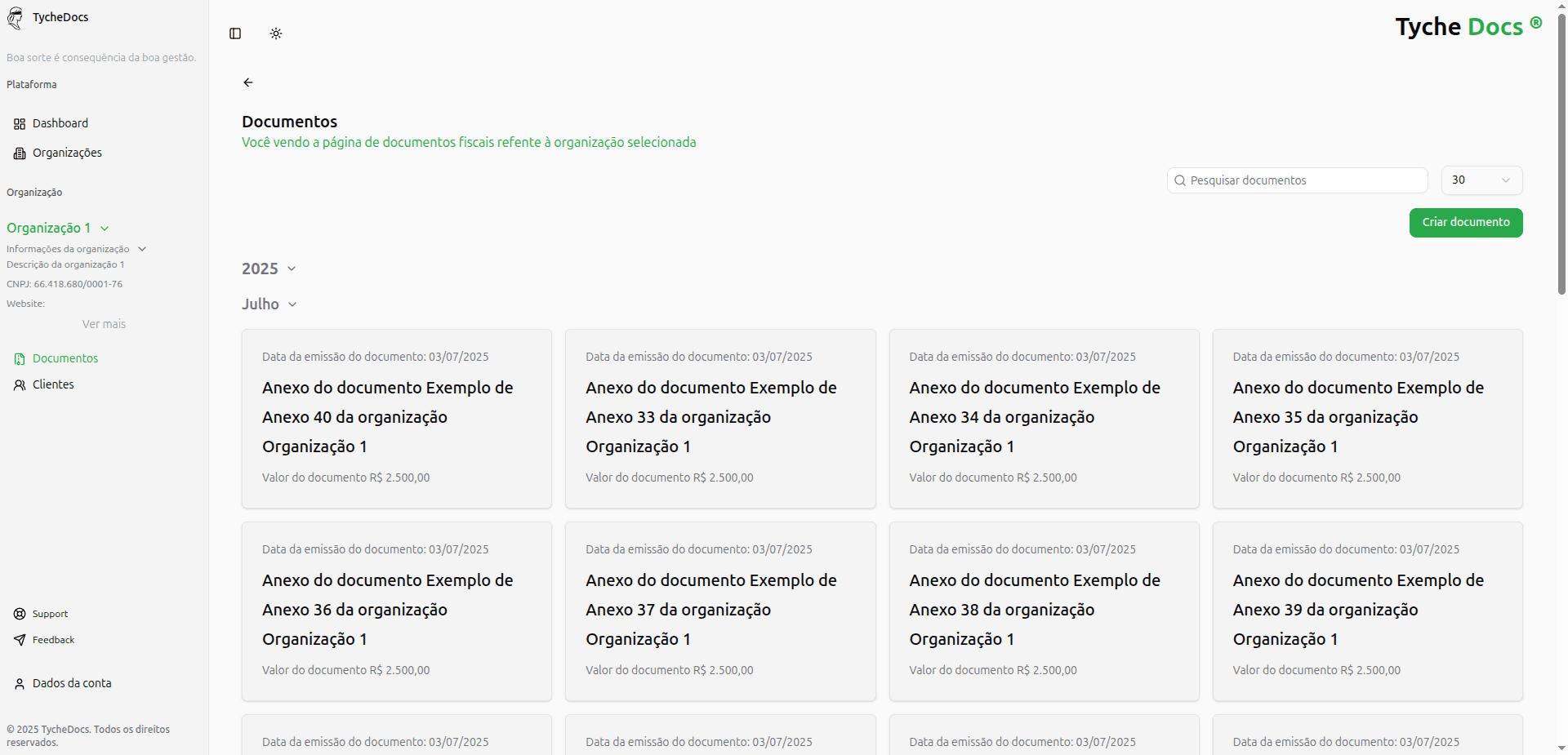 Gerencie os documentos dos seus CNPJs.